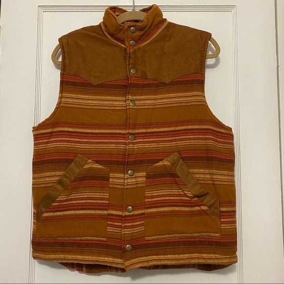 EARTHBOUND Jackets & Blazers - Earthbound Trading Co striped puffy cotton vest brown orange
